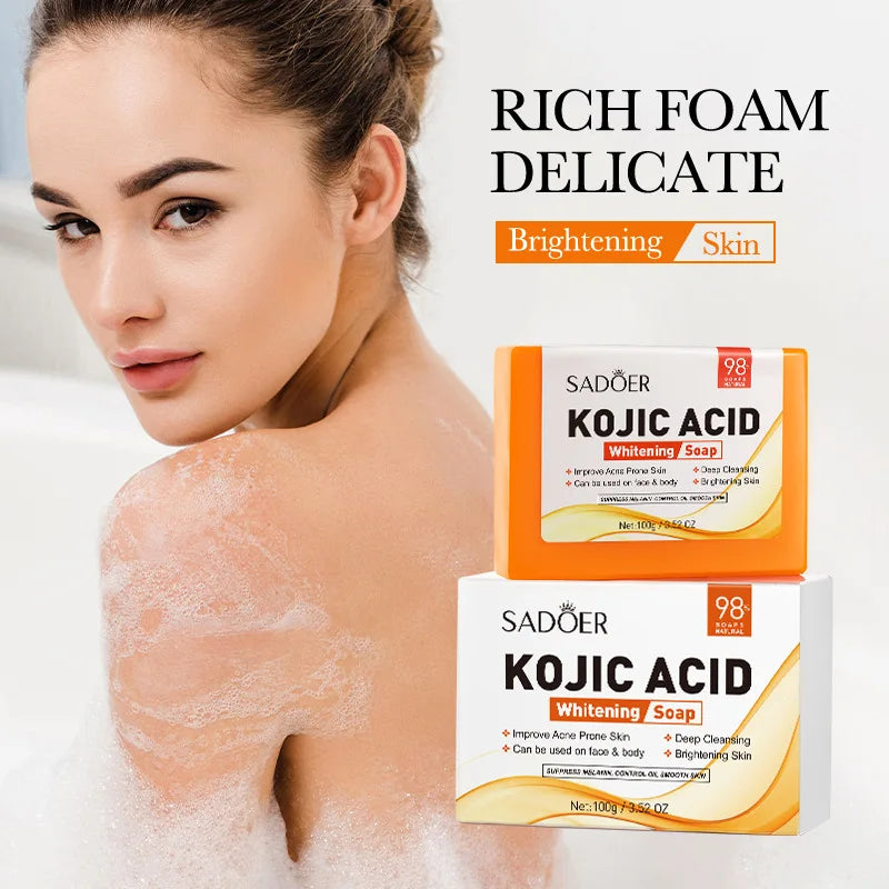 1/3pcs Handmade Kojic Acid Soap for Face Body Wash Deep Cleansing Oil Control Brighten Skin Tone Bath Soap