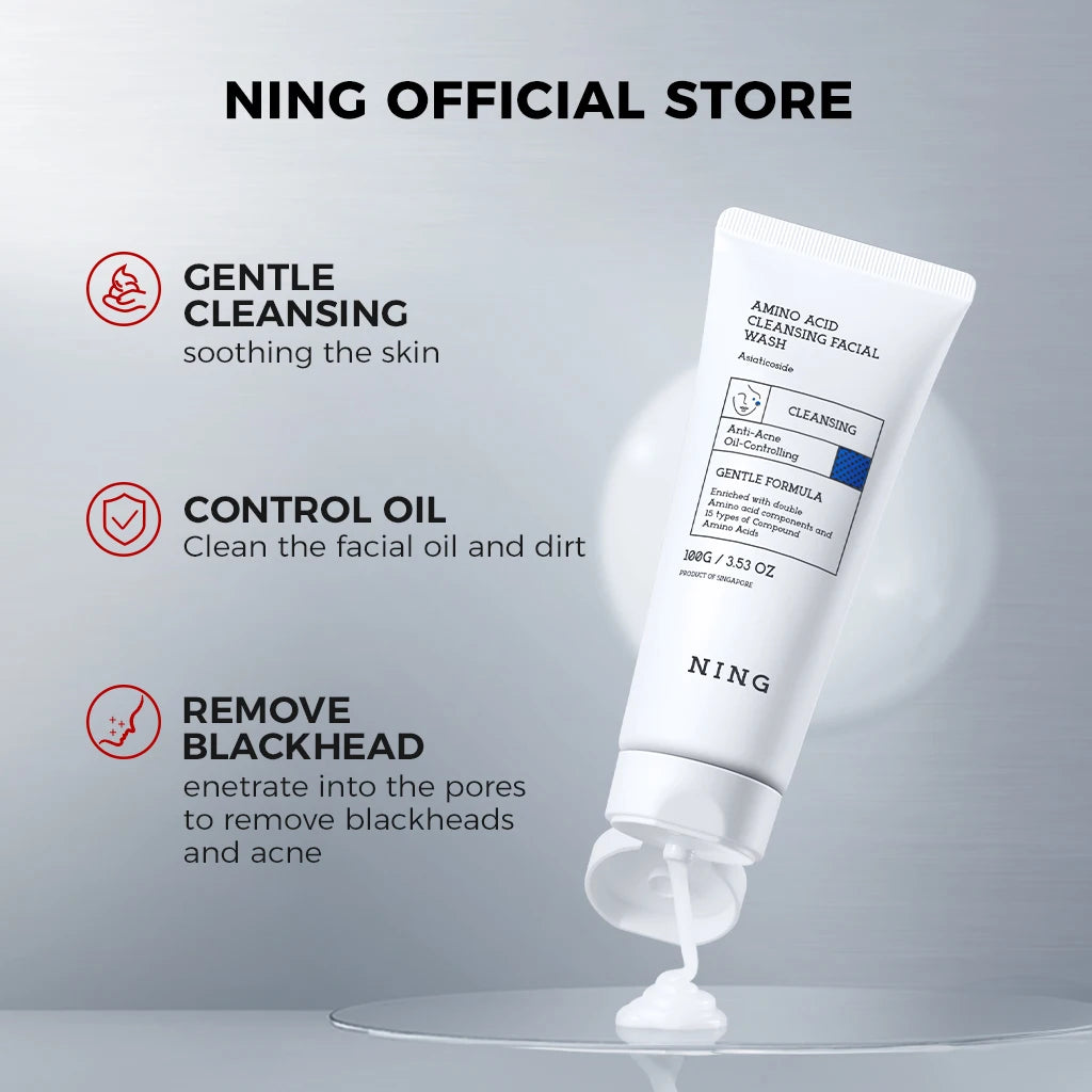 NING Amino Acid Facial Cleanser – Gentle, Hydrating Deep Cleansing Face Wash for Sensitive Skin Halalzen