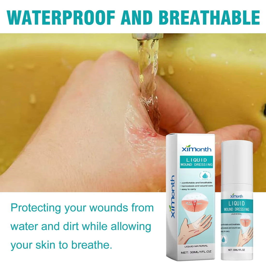 Ximonth Bandage Wound Care Liquid Spray Help Healing Recovery Cut Scratch Breathable and Waterproof Body Band Aid Liquid Sprays
