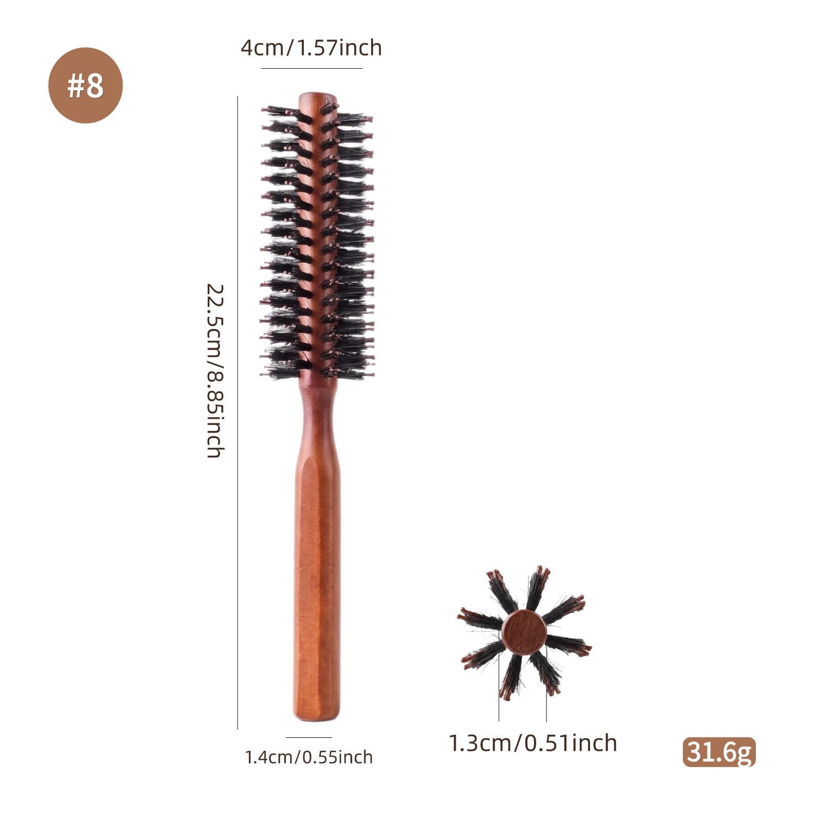 Professional 4 Sizes Boar Bristle Round Hair Brush Wooden Anti Slip Handle Salon Home Blow Dry Curling Volume Styling Brush