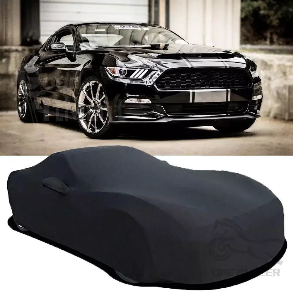 Black Full Car Indoor Cover Stretch Stain Indoor Dustproof Resistant UV Protection For Ford Mustang 2010-2021 Custom