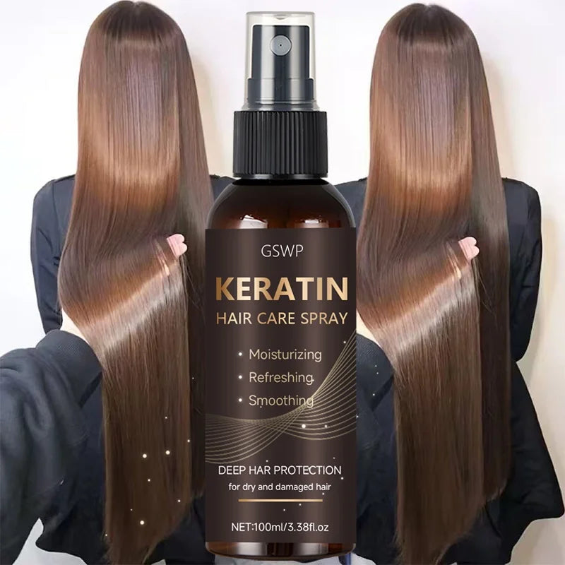 GSWP Keratin Hair Spray contains castor oil and argan oil, quickly absorbed, moisturize hair, leave it non-greasy.100ml Halalzen