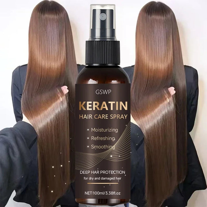 GSWP Keratin Hair Spray contains castor oil and argan oil, quickly absorbed, moisturize hair, leave it non-greasy.100ml Halalzen