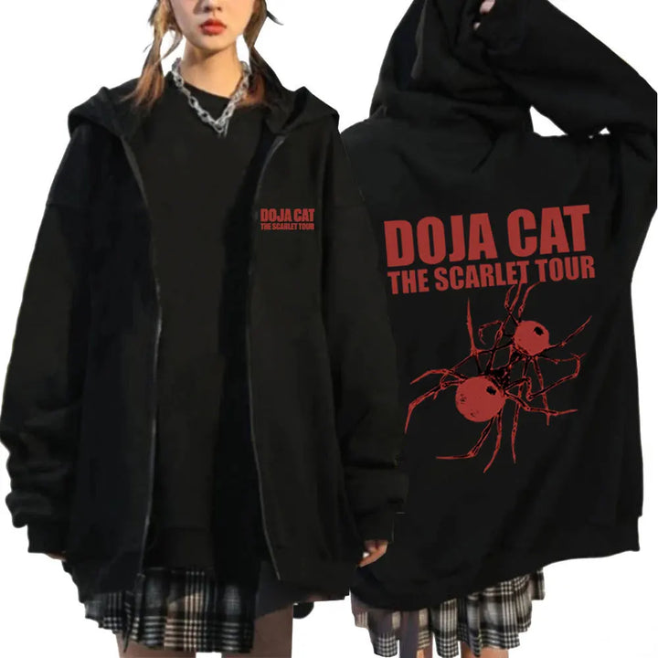 Doja Cat The Scarlet Tour Zipper Hoodies Men Women Fashion Harajuku Zip Up Hooded Sweatshirt Casual Oversized Pullover Fans Gift