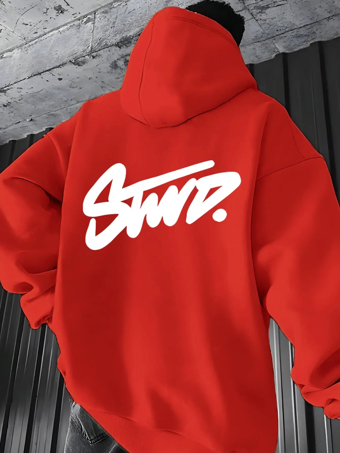 Trendy Hoodie with "swd" Print Design, Kangaroo Pocket, Casual Wear for Couples, All-Season Pullover with Drawstring Hood