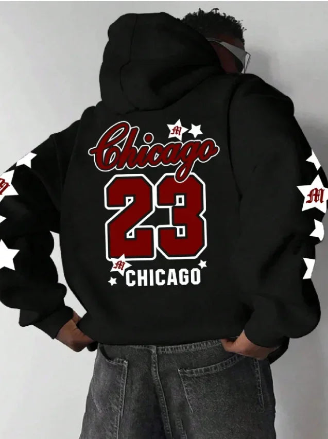 Men's hooded sweatshirt autumn/winter men's Chicago 23 pattern hoodie men's unisex pullover hip-hop style women's hoodie top