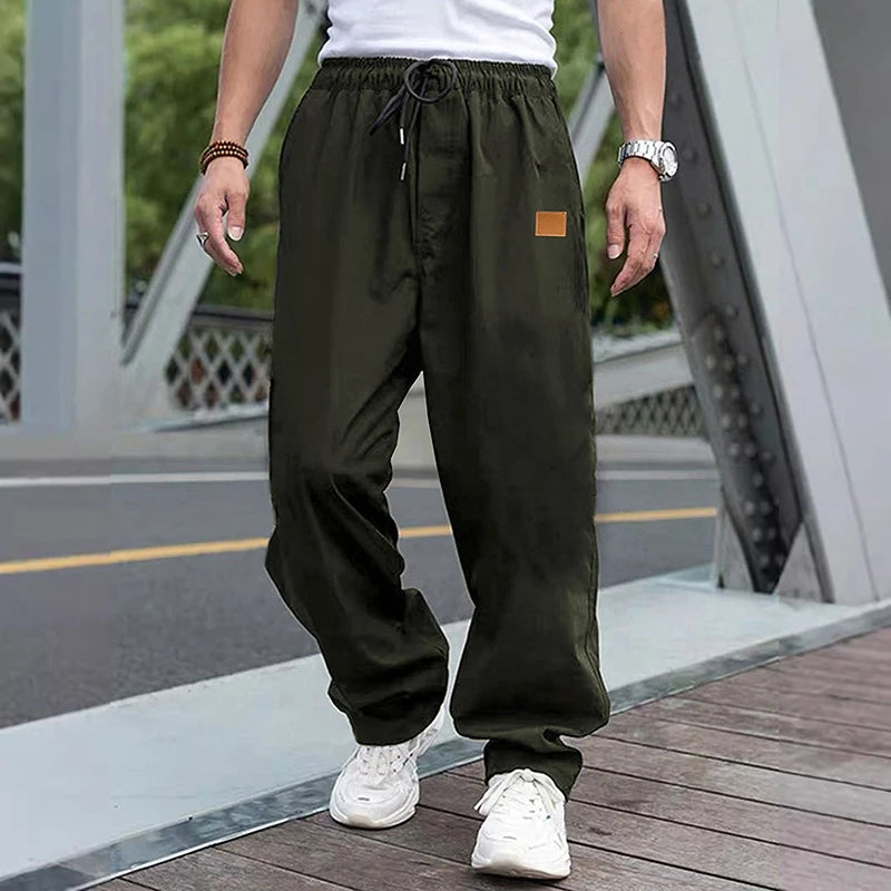 Men s Relaxed Fit Cargo Pants with Adjustable Drawstring Waistband and Multiple Pockets for Everyday Wear