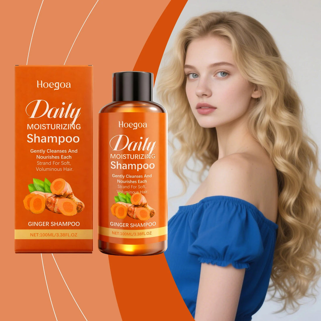 Ginger Care Shampoo - Cleanses scalp and hair, with herbal ingredients for smooth, voluminous, and moisturizing hair Halalzen