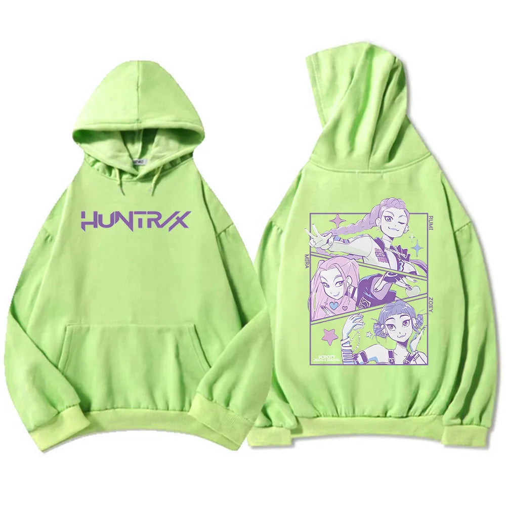 Men Women Hoodies KPop Demon Hunters Movie Graphic Sweatshirts Fleece Warm Hooded Pullovers 2025 Fashion Male Sudadera Print Top