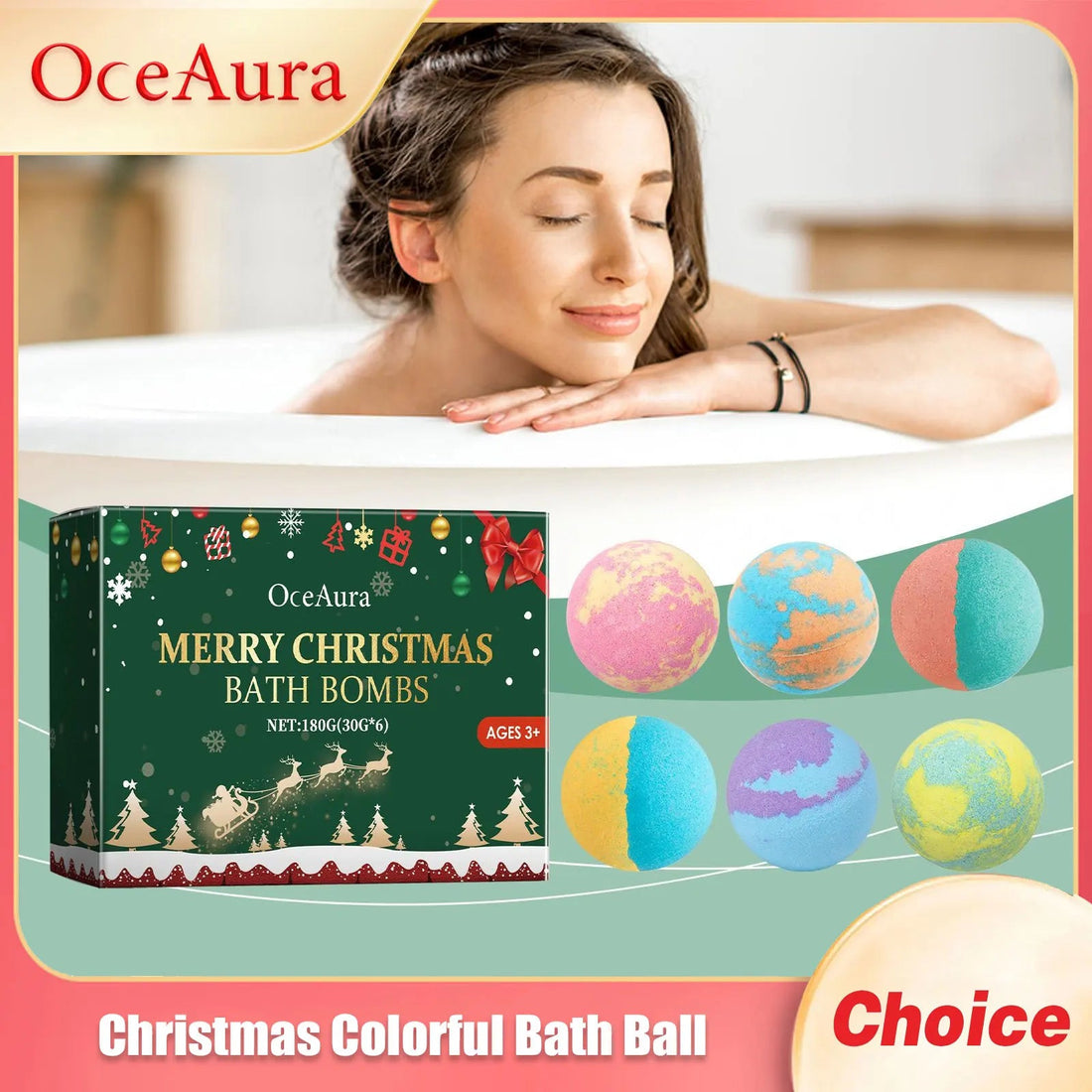 Christmas Colorful Bath Balls Foot Spa Deep Moisturizing Skin Relaxing Reduce Dryness Kids Gifts Bubble Rosemary Bath Ball Bombs Halalzen
