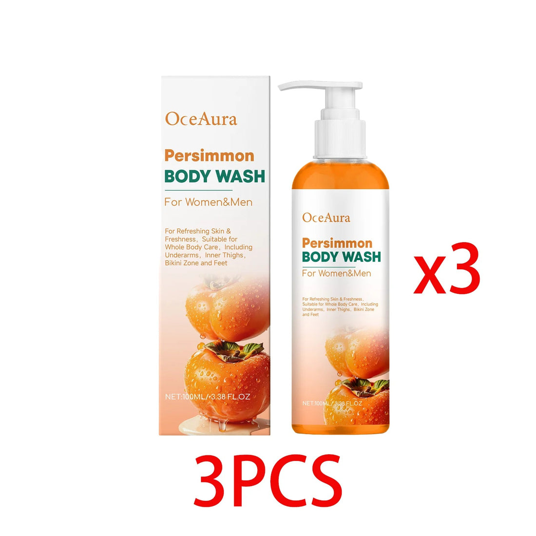 Persimmon Body Wash Remove Dirt Sweat Eliminating Odor Oil Control Exfoliating Smoothing Softening Lasting Aroma Foam Shower Gel Halalzen