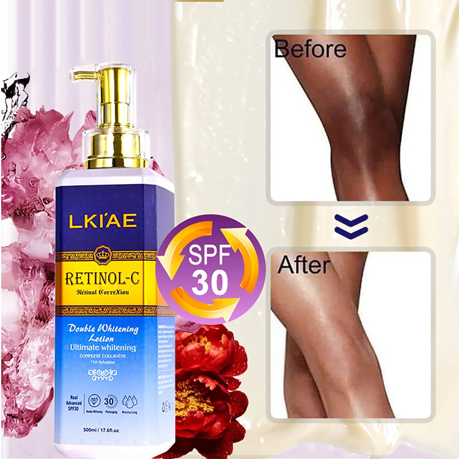 LKIAE Advanced Retinol Double Whitening Skin Care Set, Deeply Moisturizing, Clean Skin, Reduce Wrinkles, Stains, Dark Spots Halalzen