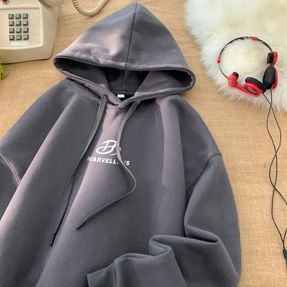 Korean Classic Loose Hooded Sweatshirt Casual Sports Wind Pullover Hoodie Multi-colour Sweatshirts Men Women Oversized