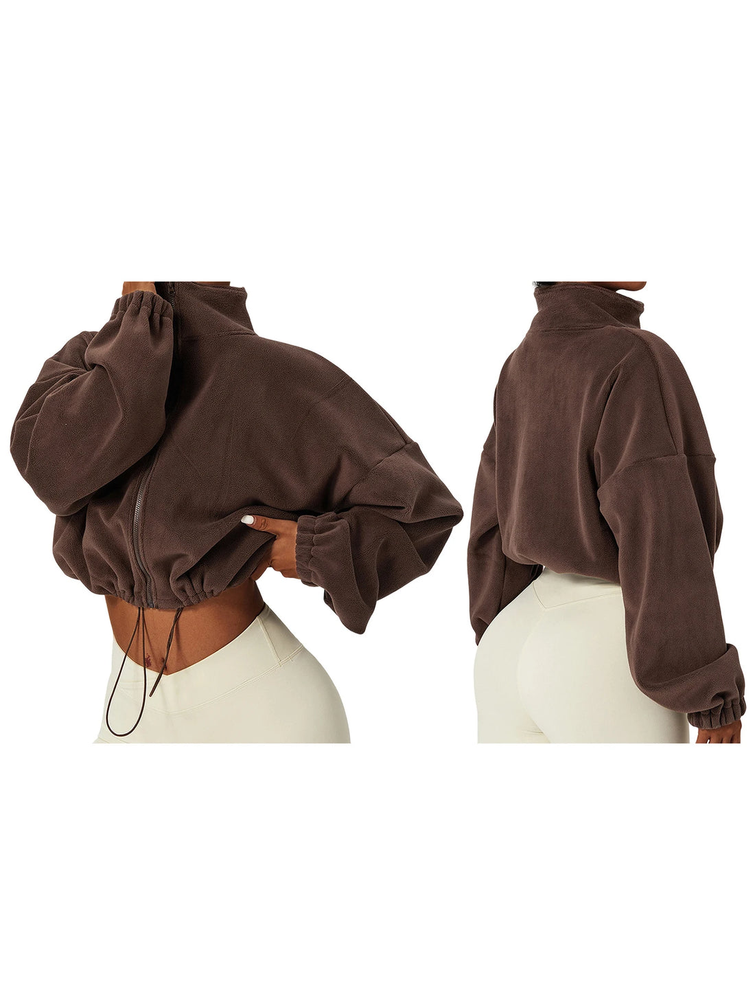 Ladies Cozy Fleece Coat Stylish Full Sleeve High Neck Zipper Closure Coat Autumn Winter Outerwear Trendy Warm Jacket