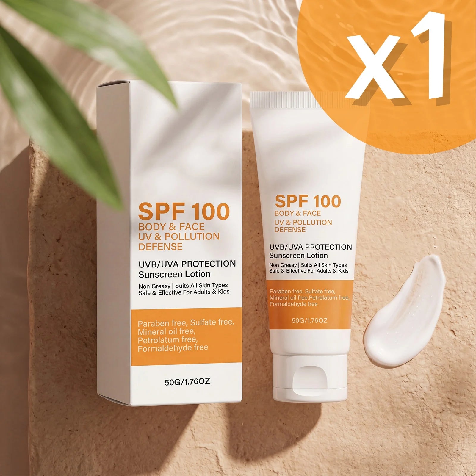 SPF 100 Sunscreen Instant Sun Protect Broad Spectrum UVA & UVB Protection Wateproof Non-Greasy Sunblock For Beach Outdoor Sports