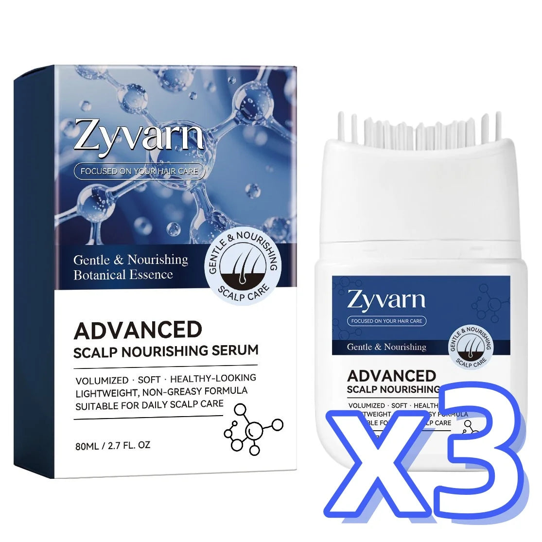 Biotin Volumizing Hair Serum With Scalp Massager,Deep Repair Damaged Hair Follicle Improve Scalp Environment Promote Hair Growth