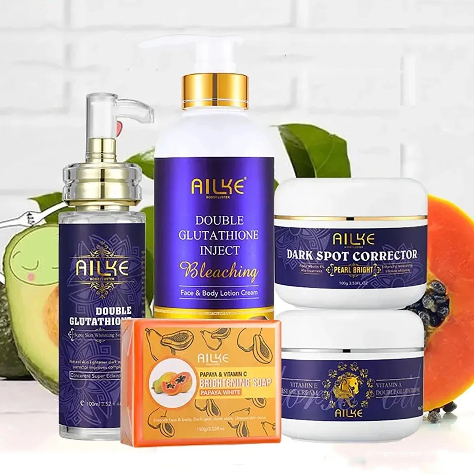 AILKE Whitening Skin Care Set, Reduce White, Dark, and Black Spots, Moisturizing, Clean Skin, Lightening for All Skin Types Halalzen
