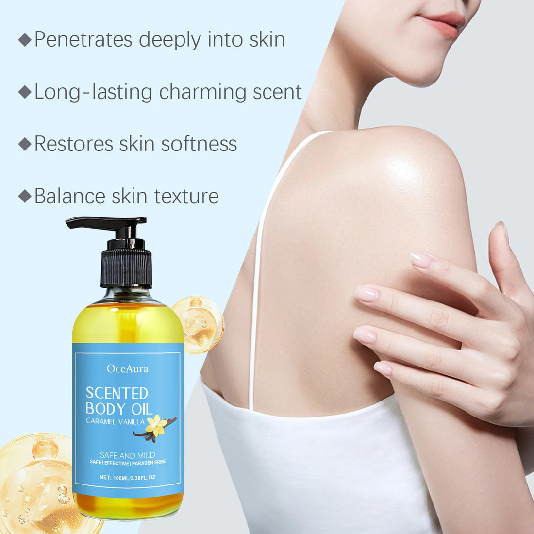Vanilla Body Massage Oil Improve Moisturizing Relieve Stress Strengthen Nourishing Muscle Relaxing Body SPA Plant Essential Oils