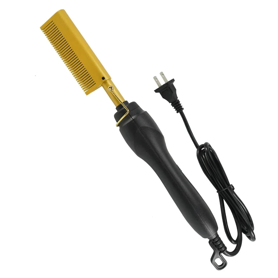 Electric Ceramic Hot Comb Hair Straightener Heat Pressing Anti-Scald Flat Iron for Wigs Beard Styling Tool