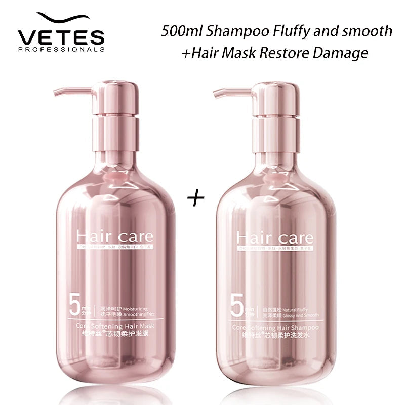 Keratin Caviar Dual Nourishing Hair Mask Frizzy Hair 500ml Shampoo and Hair Mask Essence Soft Smooth For Dry Damaged Care Hair Halalzen