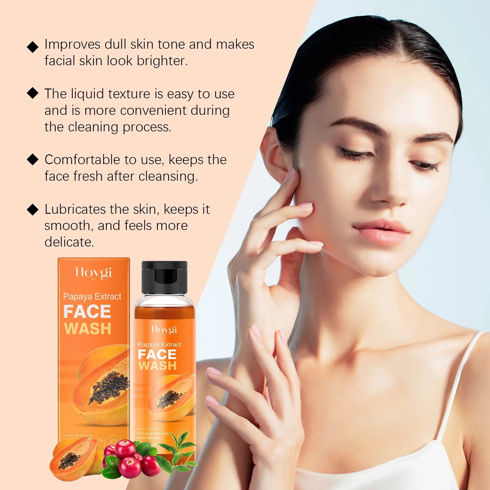 Papaya Face Wash Oil Control Gentle Cleanser Not Tight Moisturizing Hydrating Skin Rejuvenation Clean Pore Brightening Face Wash Halalzen