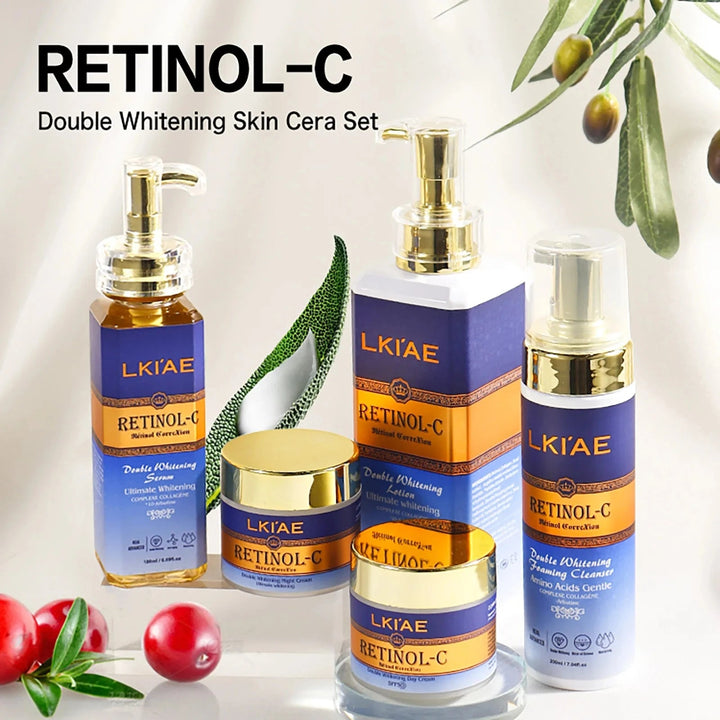 LKIAE Advanced Retinol Double Whitening Skin Care Set, Deeply Moisturizing, Clean Skin, Reduce Wrinkles, Stains, Dark Spots Halalzen