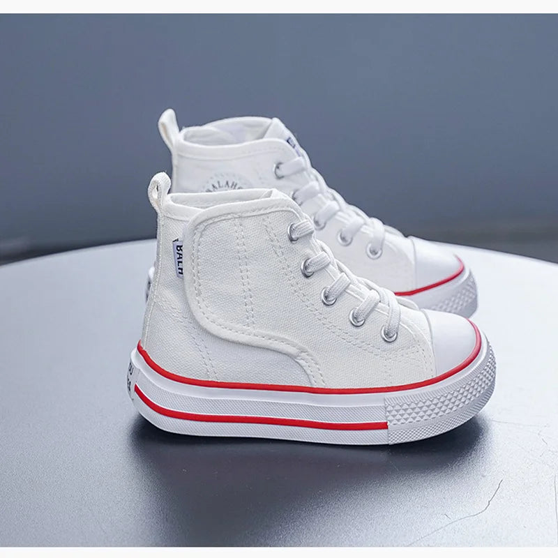 Spring and Autumn New Children's Canvas Shoes Boys High-Top White Shoes Girls Casual Shoes Parent-Child Shoes Board Shoes