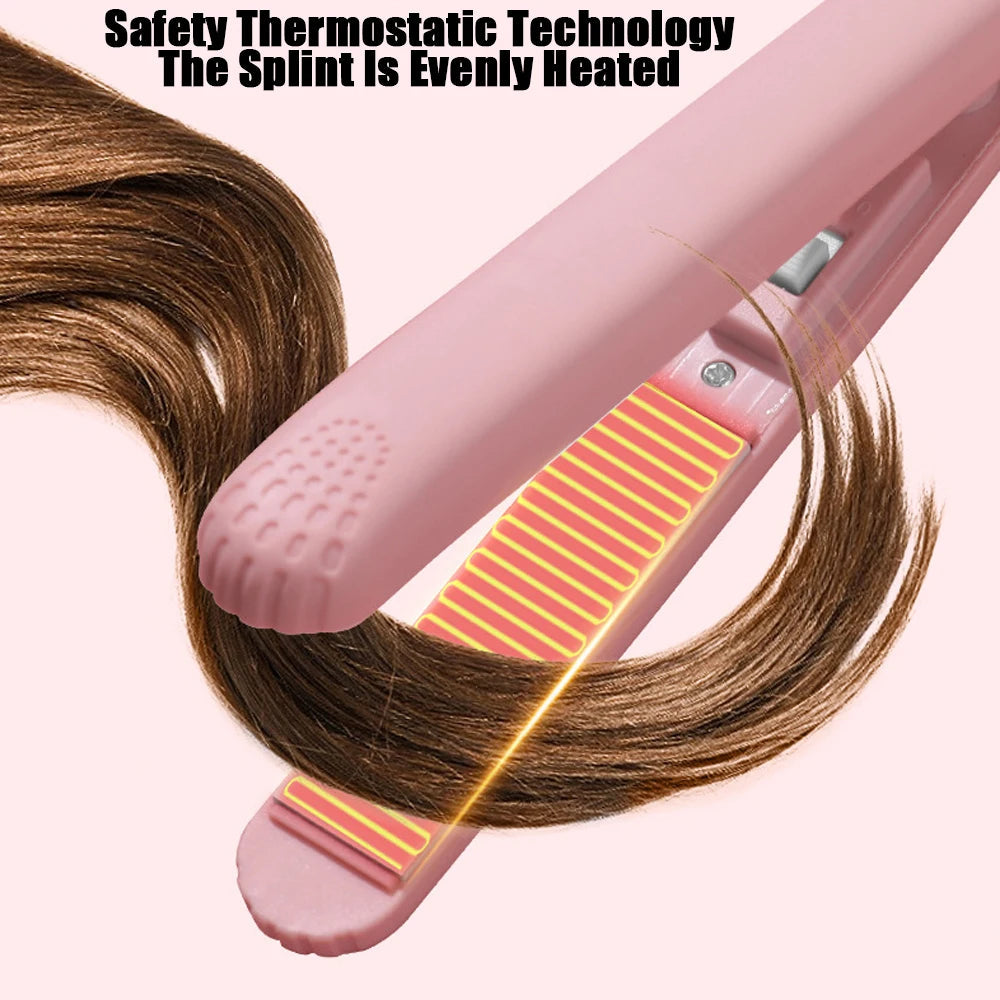 Pink Ceramic Flat Iron Hair Straightener For Smooth Finish Ceramic Floating Plates Quick Heat Up Pro Salon Curler Hair Wand Halalzen