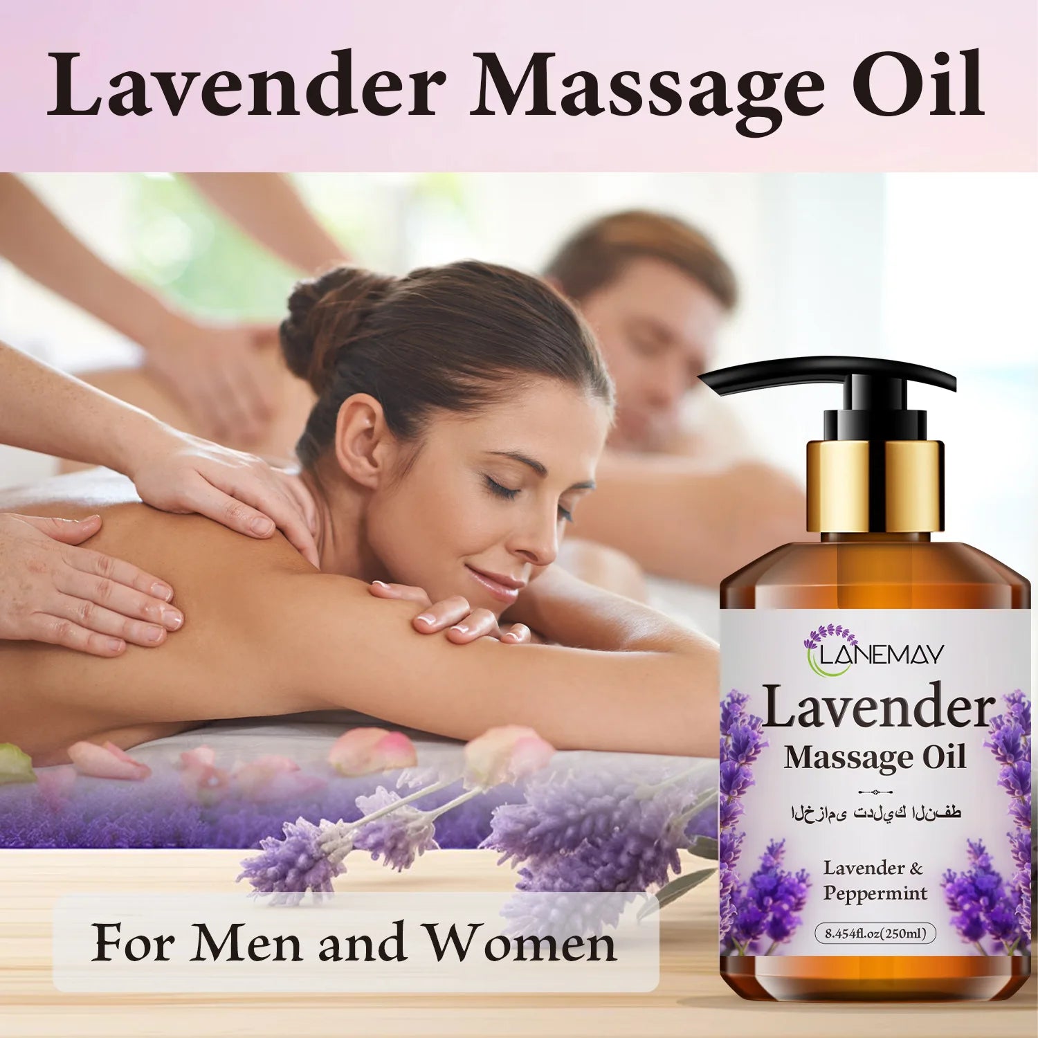 New Upgraded Premium Lavender & Peppermint Massage Oil, Paraben-Free, Moisturizing Body Care, Soothes & Softens Skin