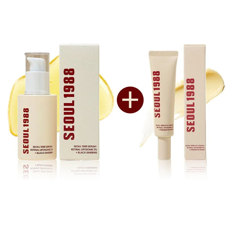 Soothing Moisturizing Improve Brightening Facial Snail Mucin Rice Cream 4% Retinol Serum Eye Cream Seoul 1988 Korea Skincare Set