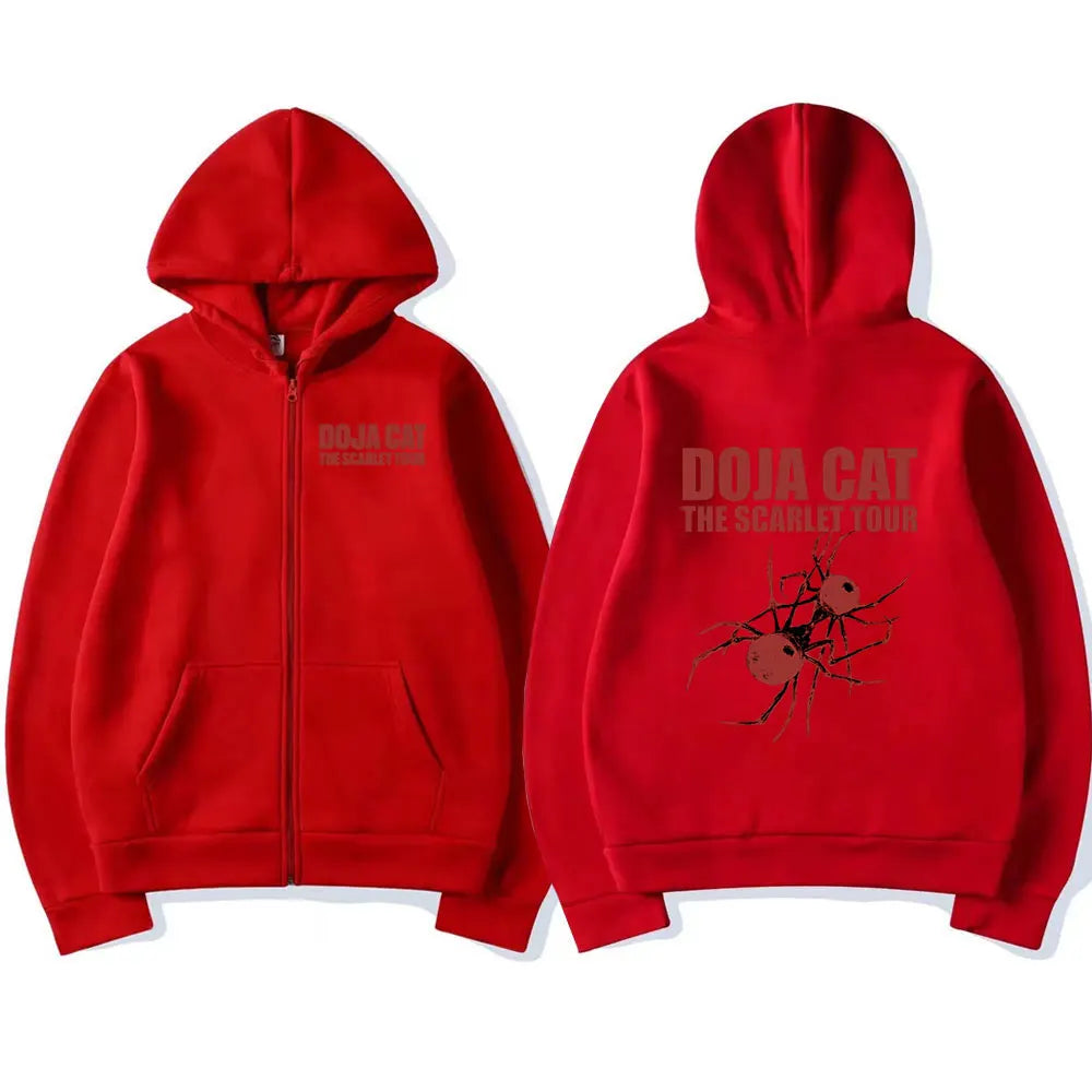 Doja Cat The Scarlet Tour Zipper Hoodies Men Women Fashion Harajuku Zip Up Hooded Sweatshirt Casual Oversized Pullover Fans Gift