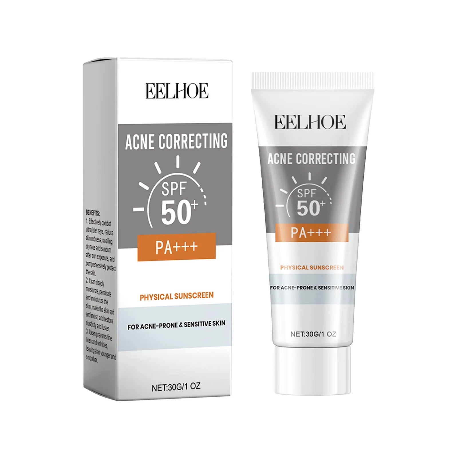 EELHOE 30g Vitamin E Sunscreen Long-lasting Moisturizing Anti-UV Anti-dry Skin SPF 50 Cream Maintains Elasticity Glow Skin Care Halalzen