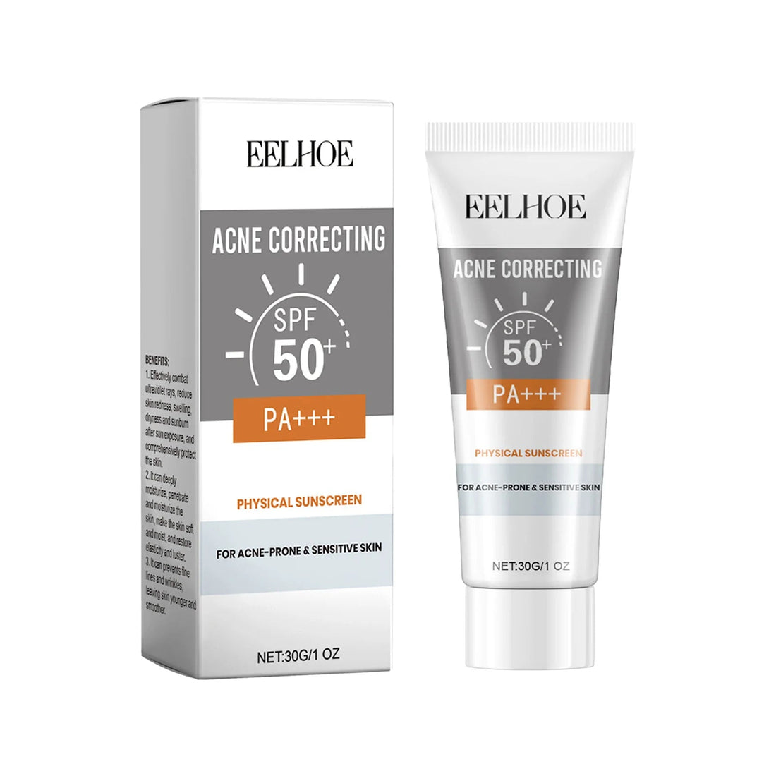EELHOE 30g Vitamin E Sunscreen Long-lasting Moisturizing Anti-UV Anti-dry Skin SPF 50 Cream Maintains Elasticity Glow Skin Care Halalzen