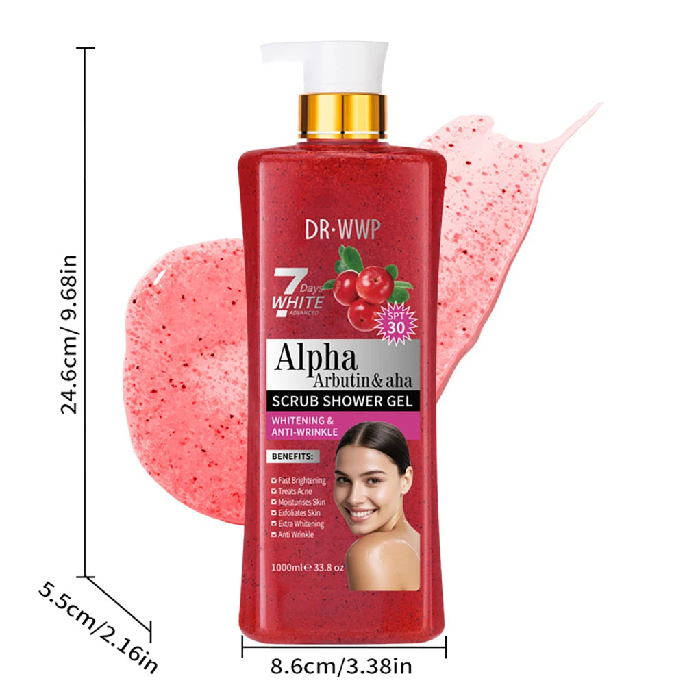 1000ml Kojic Acid Shower Gel Deep Cleansing Brighten Skin Body Wash Skin Whitening Exfoliator Body Care Moisturizing Skincare