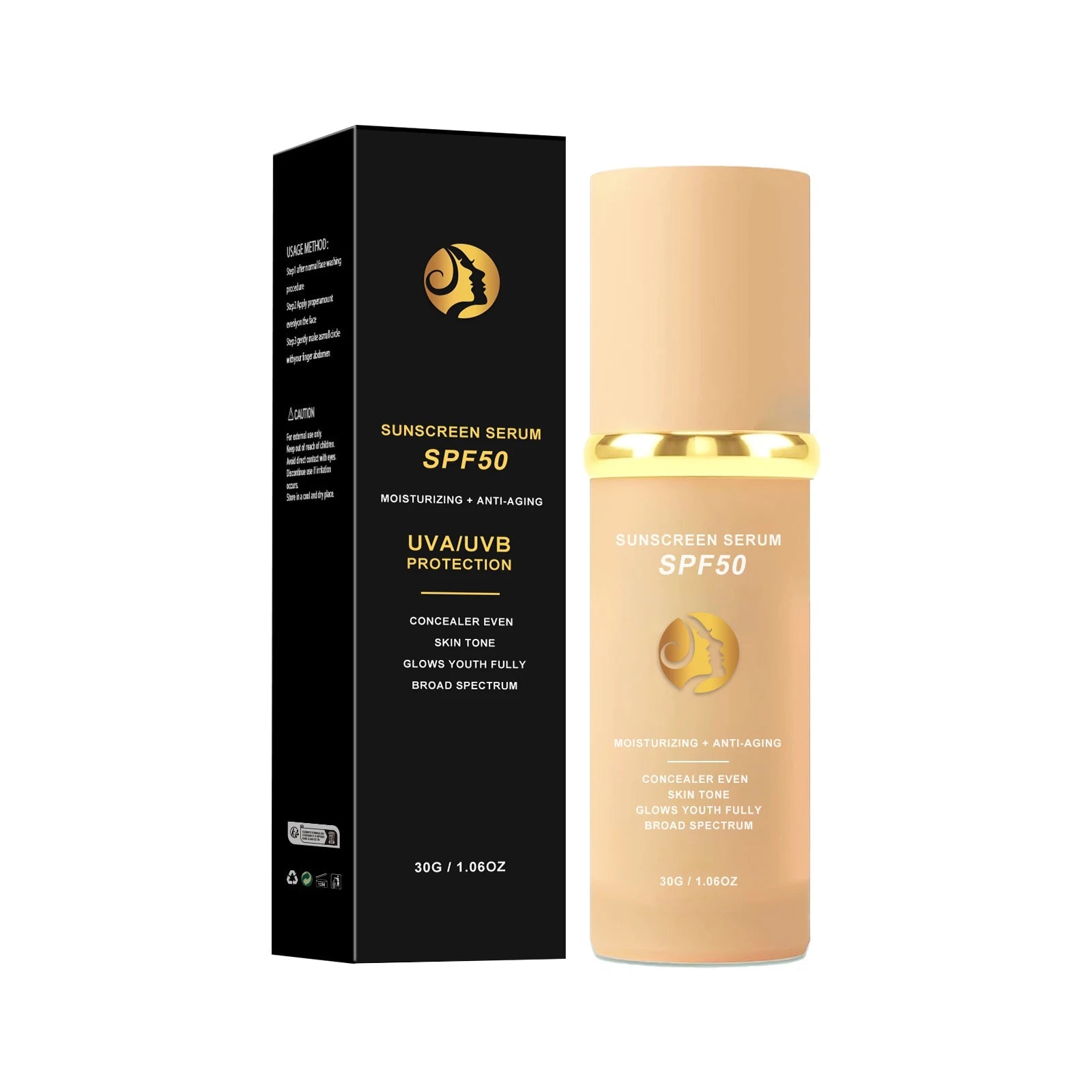 4 in 1 Liquid Foundation Sunscreen SPF 50+ Long Lasting Waterproof Concealer Hydrating Natural Face Makeup Halalzen