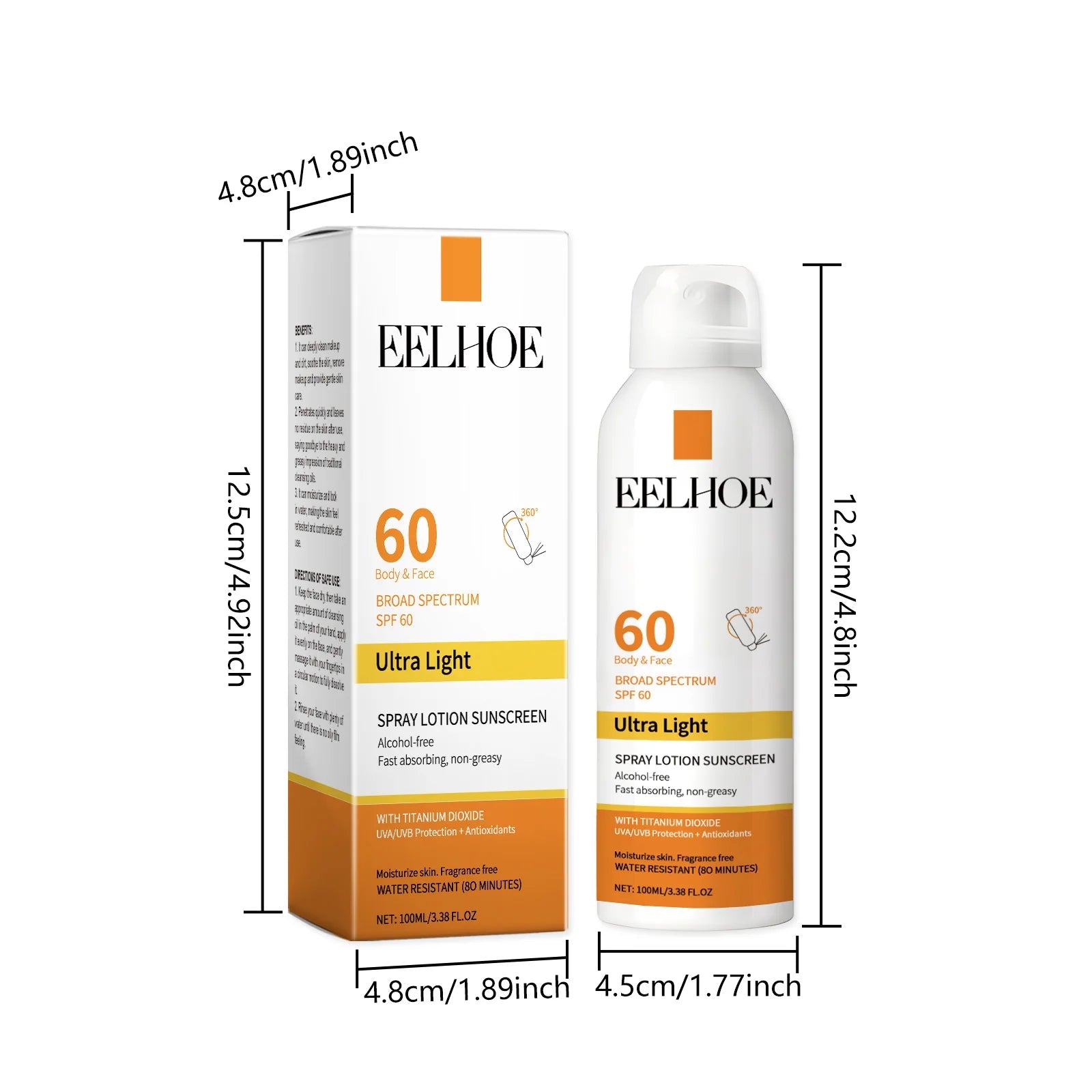 EELHOE Sun Protection Face Spray, Hydrating Moisturizer with UV Filter Lightweight Daily SPF60 Mist for Sensitive Skin Oil-Free Halalzen