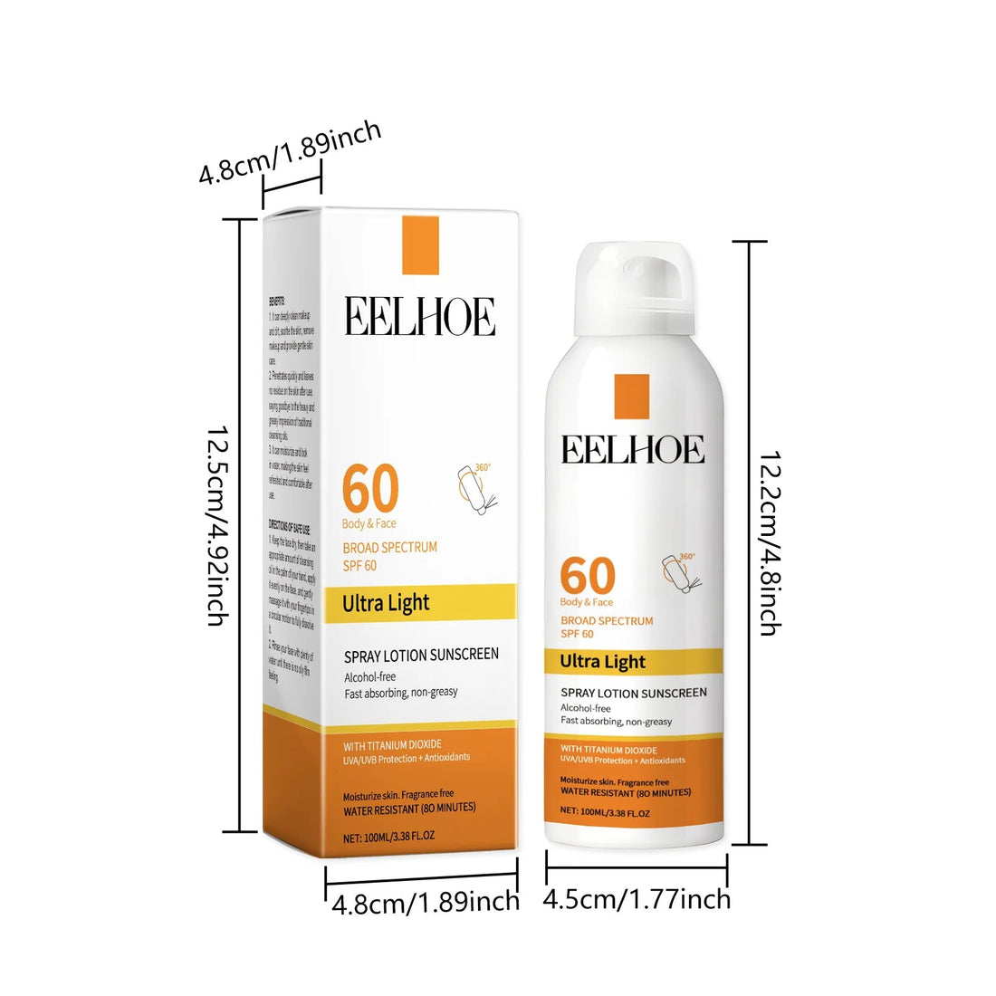EELHOE Sun Protection Face Spray, Hydrating Moisturizer with UV Filter Lightweight Daily SPF60 Mist for Sensitive Skin Oil-Free Halalzen