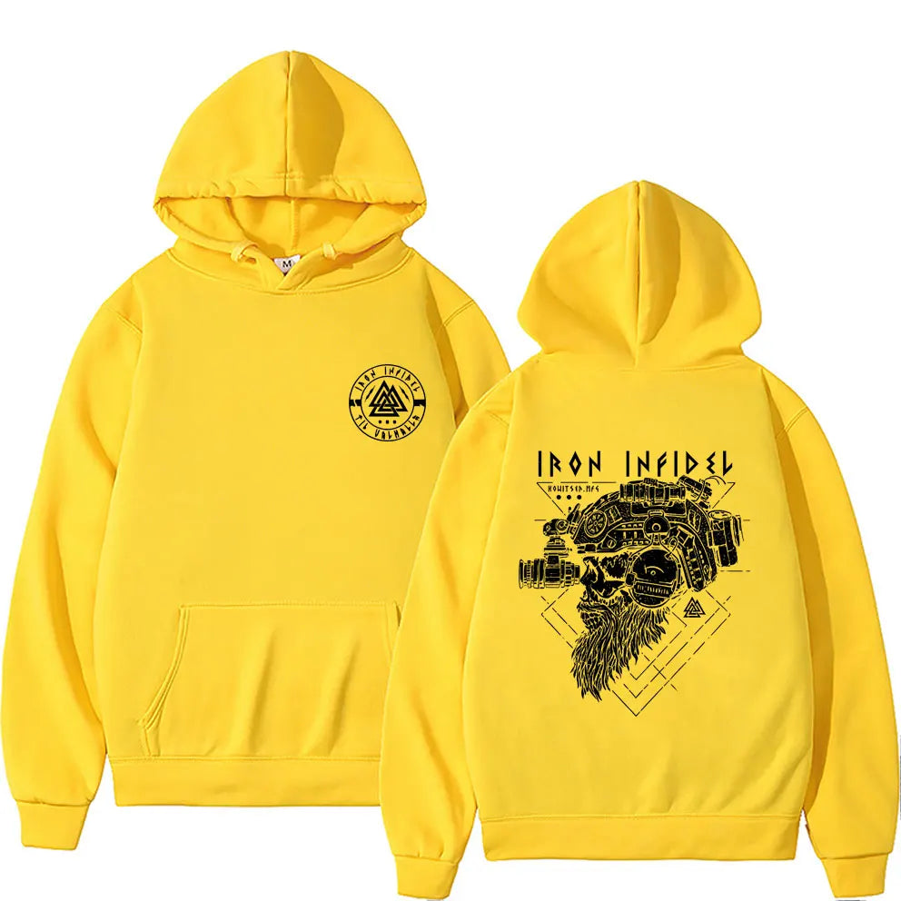 Til Valhalla American Beard Warrior Tactical Skeleton Graphic Hoodie Men Women Fashion Oversized Sweatshirt Male Casual Hoodies