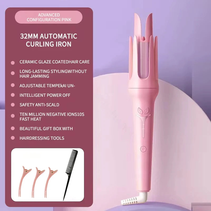 Automatic Curling Iron 32 mm Big Roll Anion  Ceramic Hair Curler 4-Speed Adjustable  Fast Heating Fashion Styling Tools Halalzen