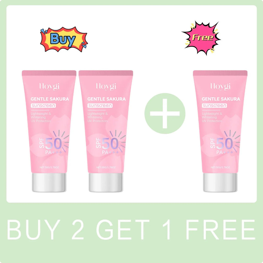Cherry Blossom Sunscreen Cream Spf 50+ Long-Lasting Anti UV Anti-Aging Anti Oxidant Oil Control Non-greasy Waterproof Sunblock Halalzen