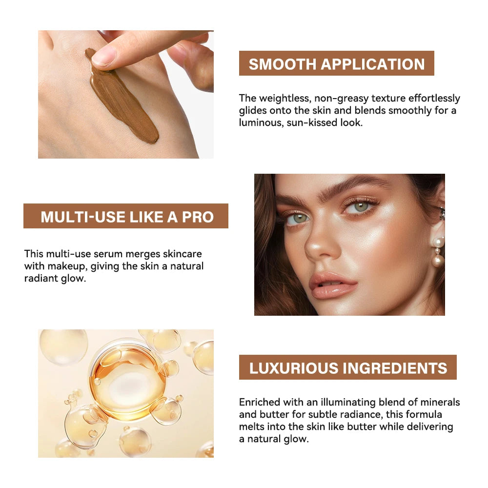 30ml Butter Glow Bronzing Serum Innovative Nourishing Skincare Bronzing Drops for Radiant Natural Sunkissed Complexion Sunkissed Halalzen