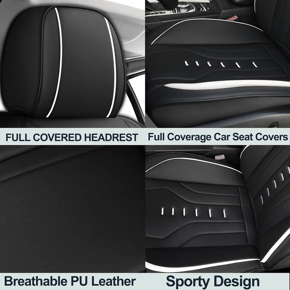 Luxury Universal Leather Car Seat Covers Full Set Four Season Fully Enclose Leather Seat Covers For Car SUV Truck