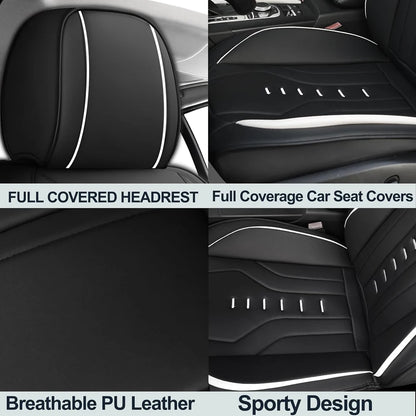 Luxury Universal Leather Car Seat Covers Full Set Four Season Fully Enclose Leather Seat Covers For Car SUV Truck