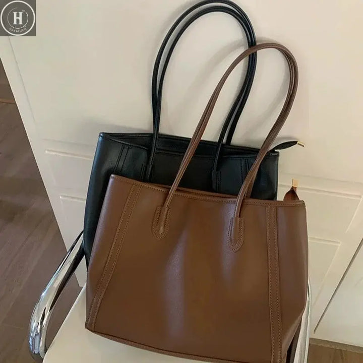 Korean Soft Tote Bag Faionable Commuter Women's Handbag 2025 New Trendy Versatile Oulder Bag High Quali PU Leather HALALZEN