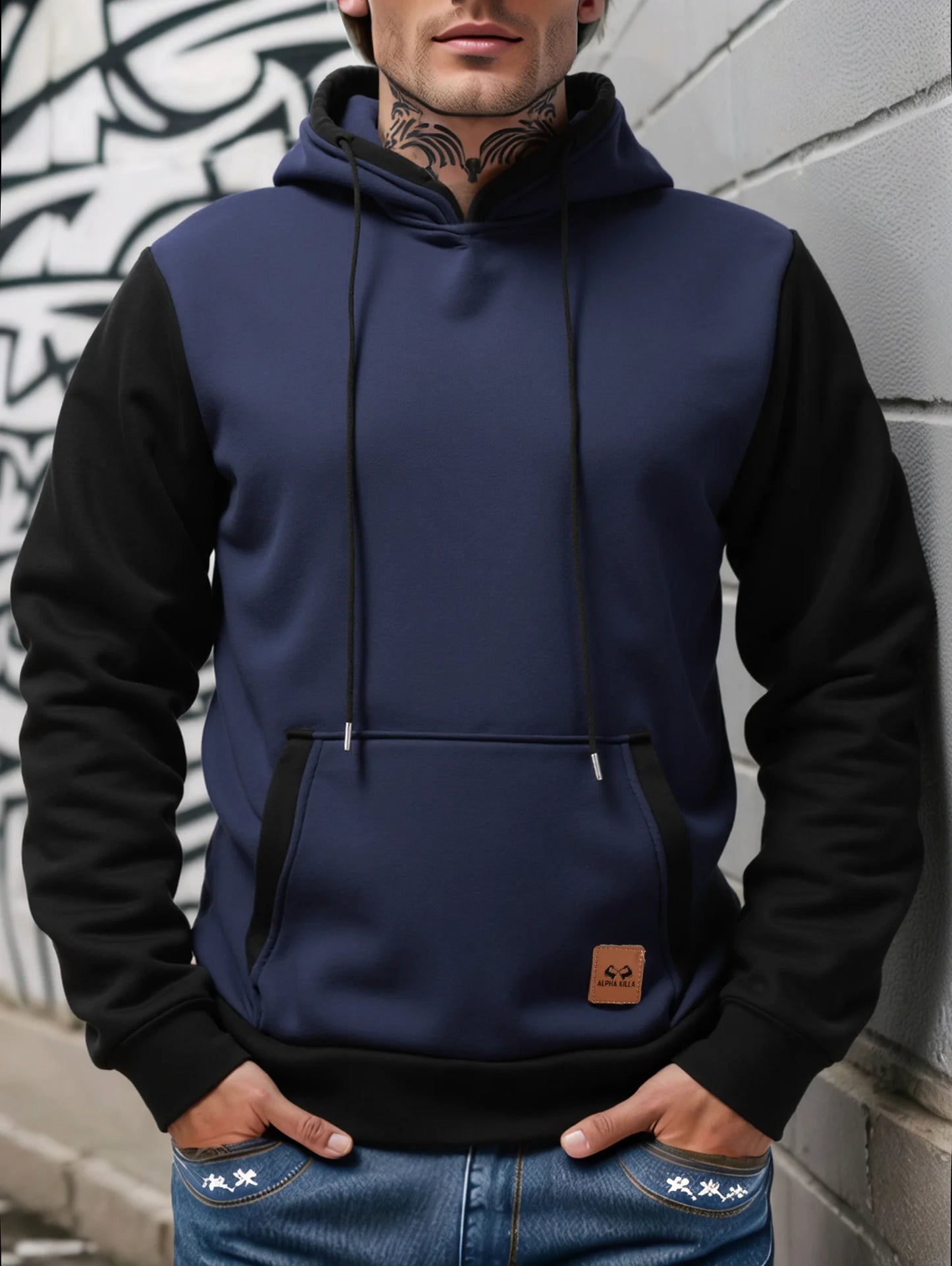 Fall/Winter Men's Loose Hooded Sweatshirt with Long Sleeves for Business Casual Wear, Fashionable Multi-Colored Shirt for Men