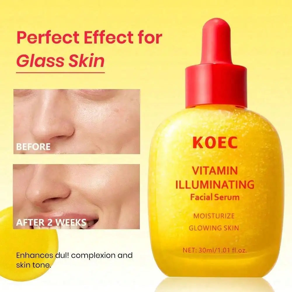 Vitamin C Facial Serum Infused with Niacinamide, Ceramides & Hyaluronic Acid, Gentle Hydrating Daily Facial Essence, Supports Comfortable Balanced Skin Texture, Daily Skincare for Women, 1.01 fl oz