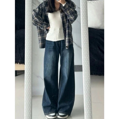 Womens Jeans Baggy Jeans Y2k Retro  Loose Straight Leg Washed Denim High Waist Slimming Comfort Fit Long Pants For Women