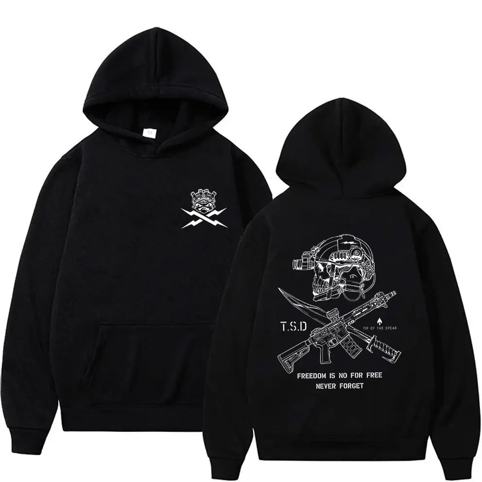 Tip of The Spear X-ray Sparta Tactical Skeleton Print Hoodie Men Women Fashion Oversized Pullover Hoodies Male Casual Tracksuit