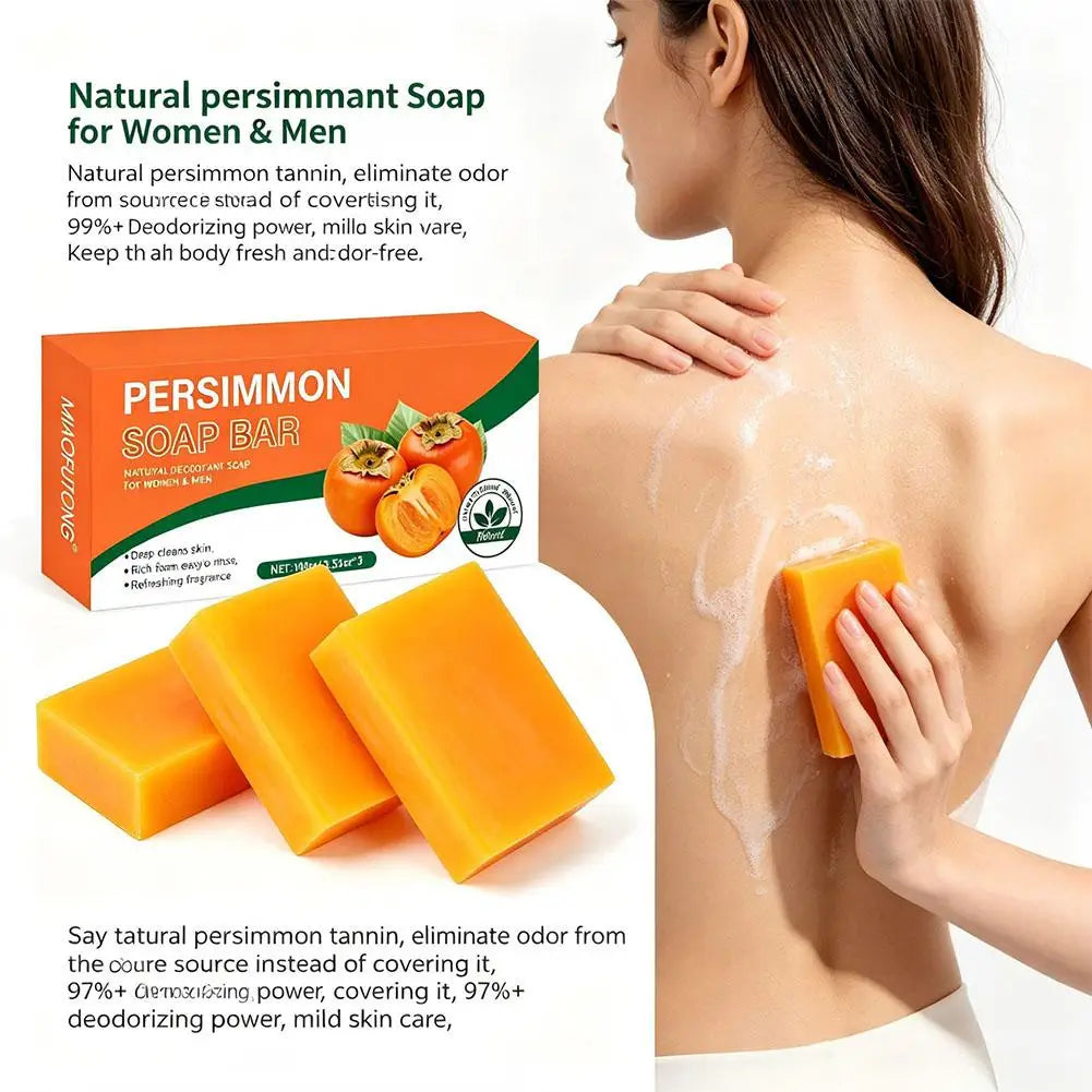 Persimmon Cleansing Soap Bar Exfoliating Brightening Deep Cleansing Deodorizing Soap Nourish Handmade Bath Soap For Skincare