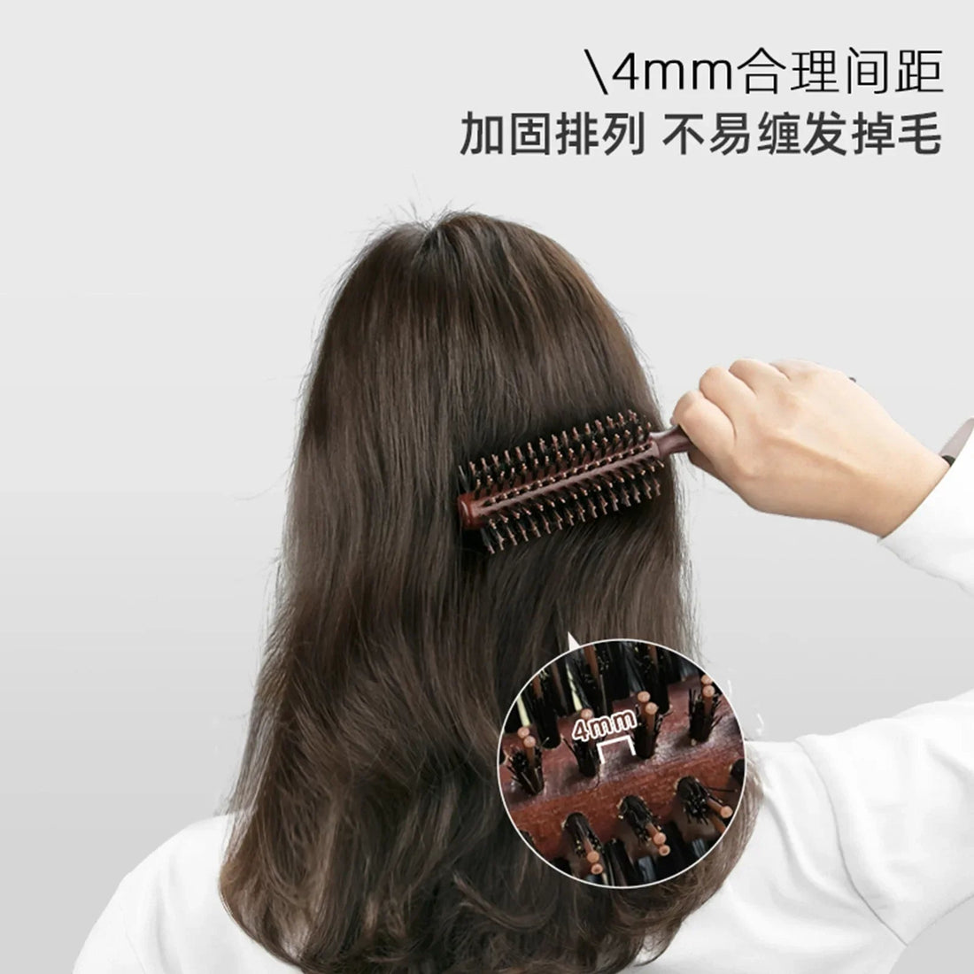 Wood Handle Boar Bristles Round Brush Tail Professional Barber Salon Hairdressing Hair Brush Hair Round Comb Halalzen
